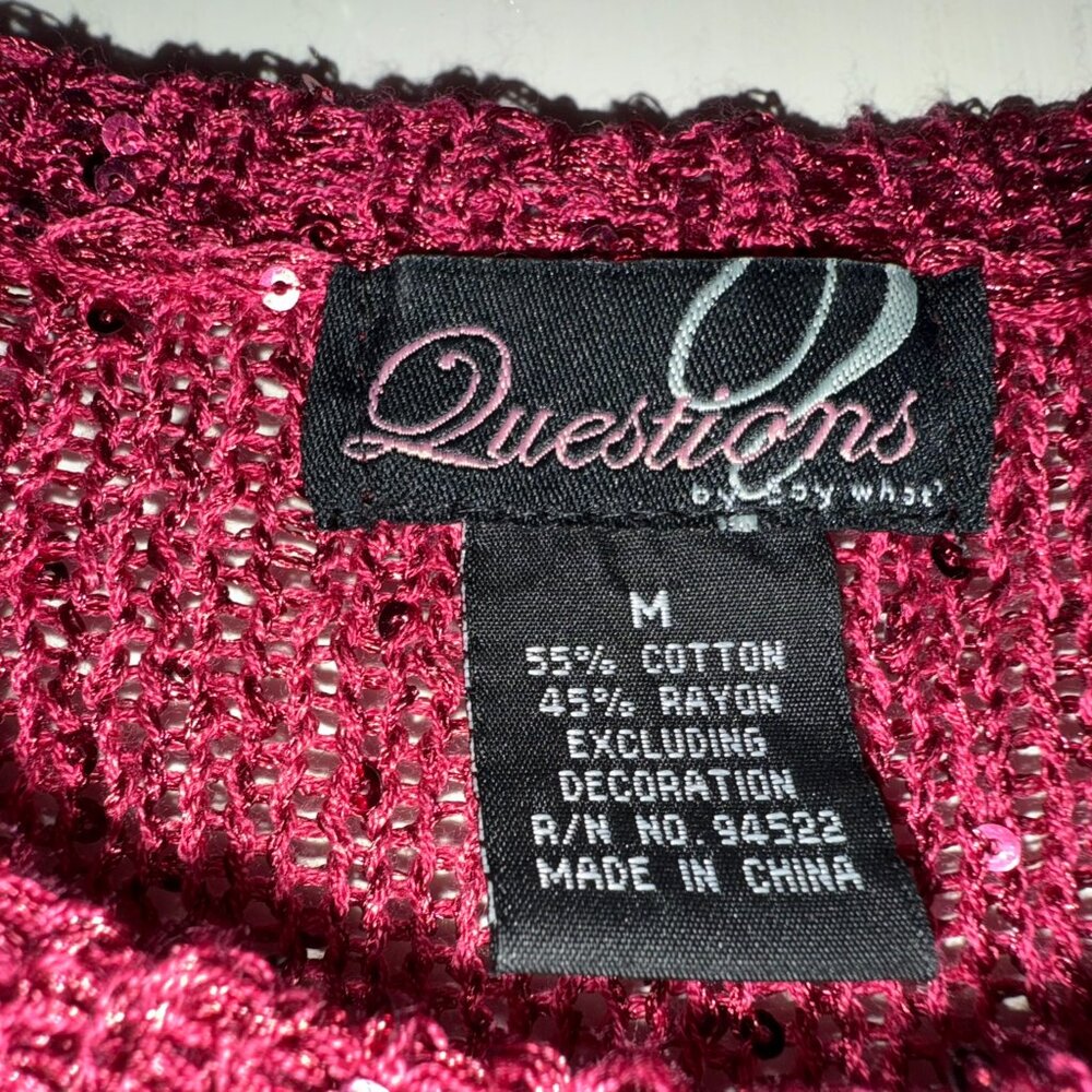 Questions Raspberry Sheer Sequin Sweater - Medium - image 3